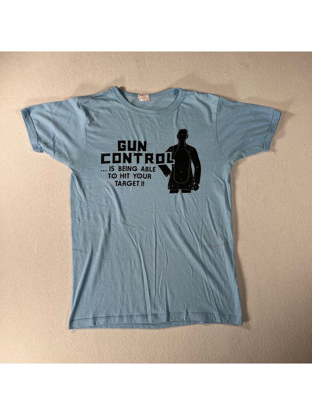 Vintage 80s Gun Control Target Practice Single Stitch Tee L
